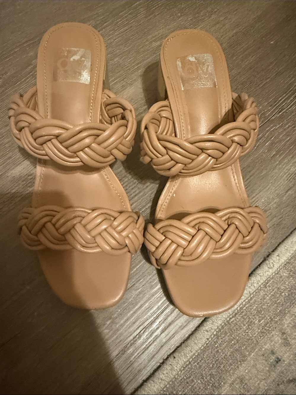 Dolce Vita Braided Double-Strap Tan Slide Mules